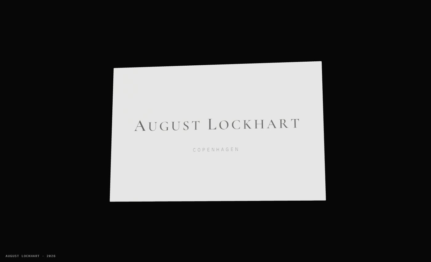 Business card: August Lockhart, Founder & Consultant, Copenhagen